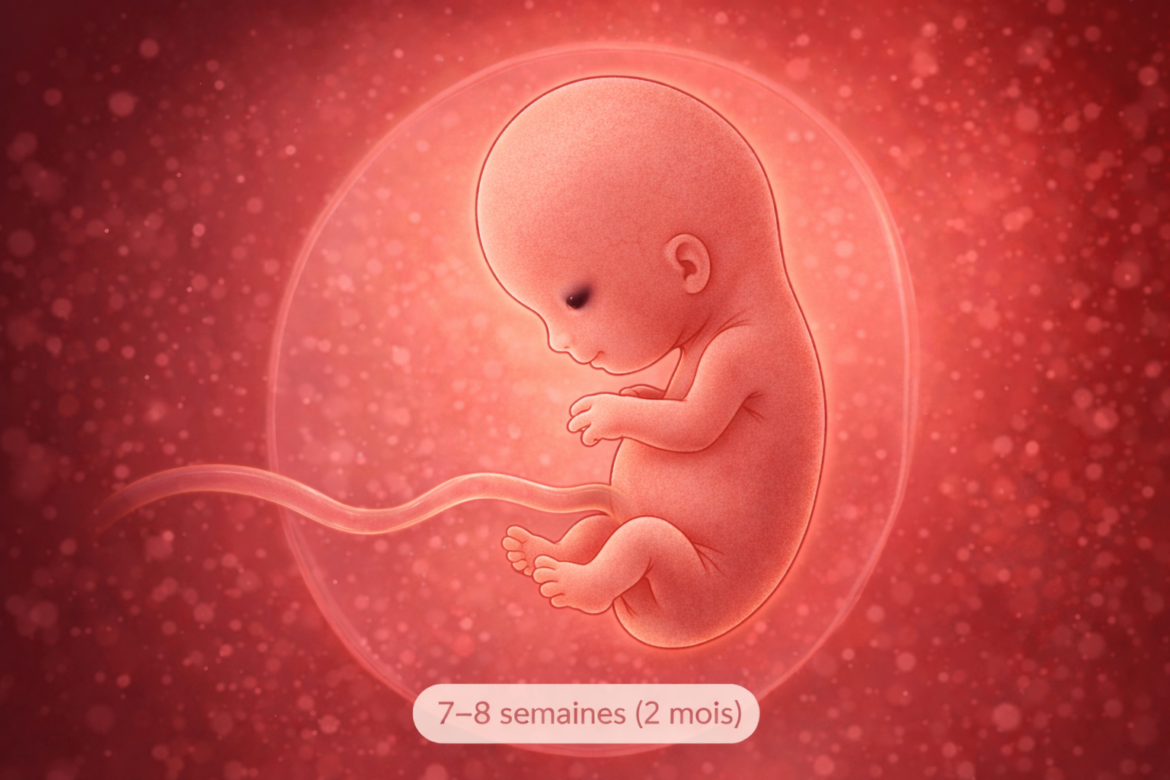 Schéma simplifié de l’embryon au deuxième mois de grossesse