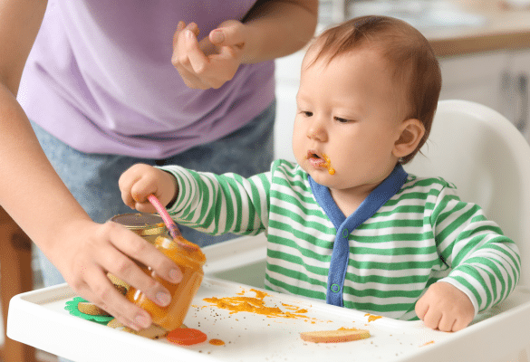 Diversification alimentaire de bébé :  préparer les repas avec des purées maison ou des petits pots