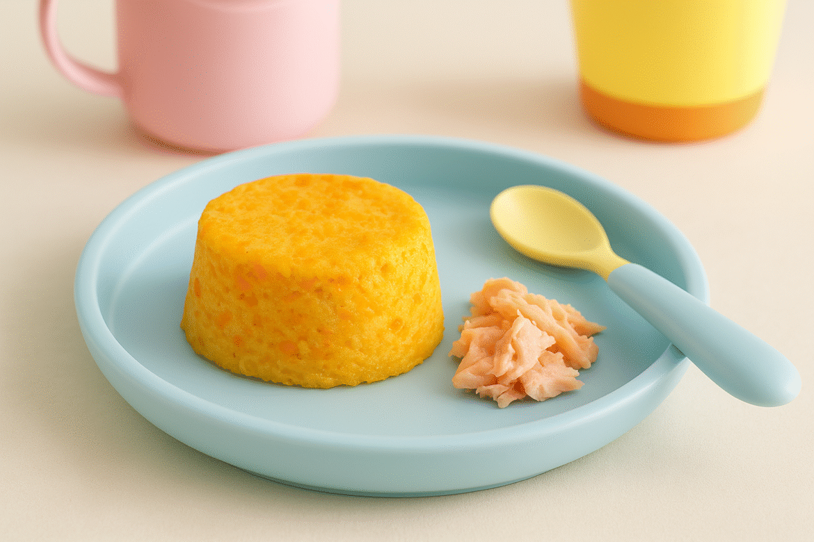 Flan carotte saumon pour bébé, recette douce et adaptée dès 6 mois