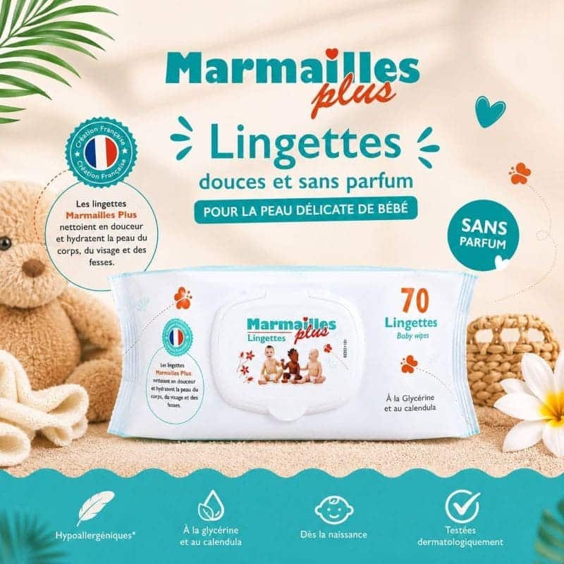 Paquet de 70 lingettes bébé Marmailles Plus douces et sans parfum