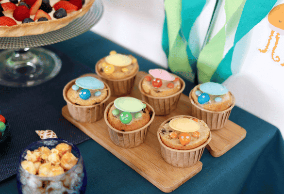 Fête sous la mer déco DIY et goûter enfant : muffins-tortues